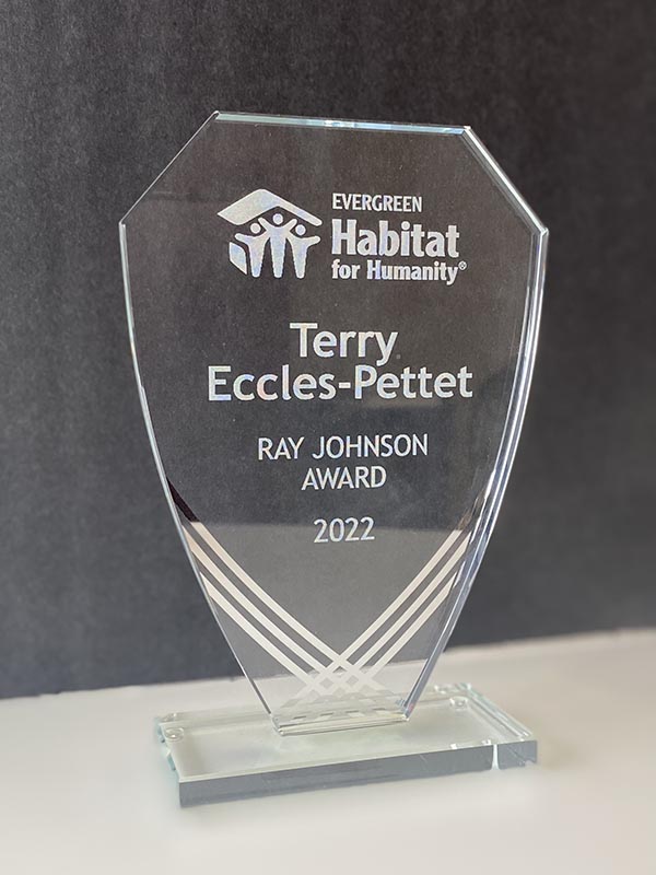 Habitat Award for Terry Eccles Pettet